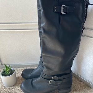 Black wide calf boots